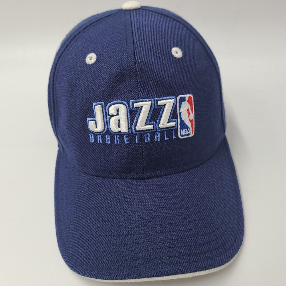 Vintage Utah Jazz Hat Adjustable Reebok Blue White NBA Basketball Wool Blend Men